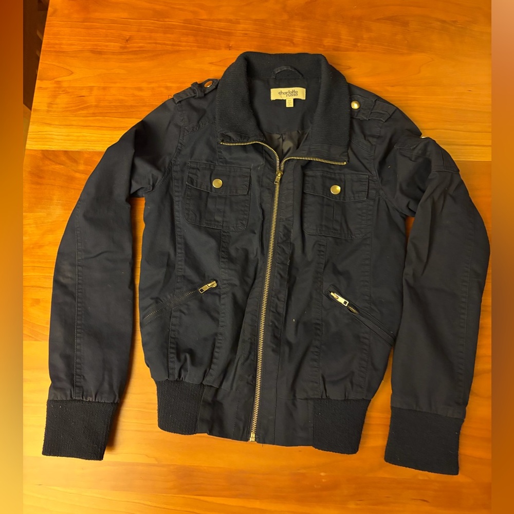 Charlotte Russe XS Juniors “Aviator” Navy Blue Jacket